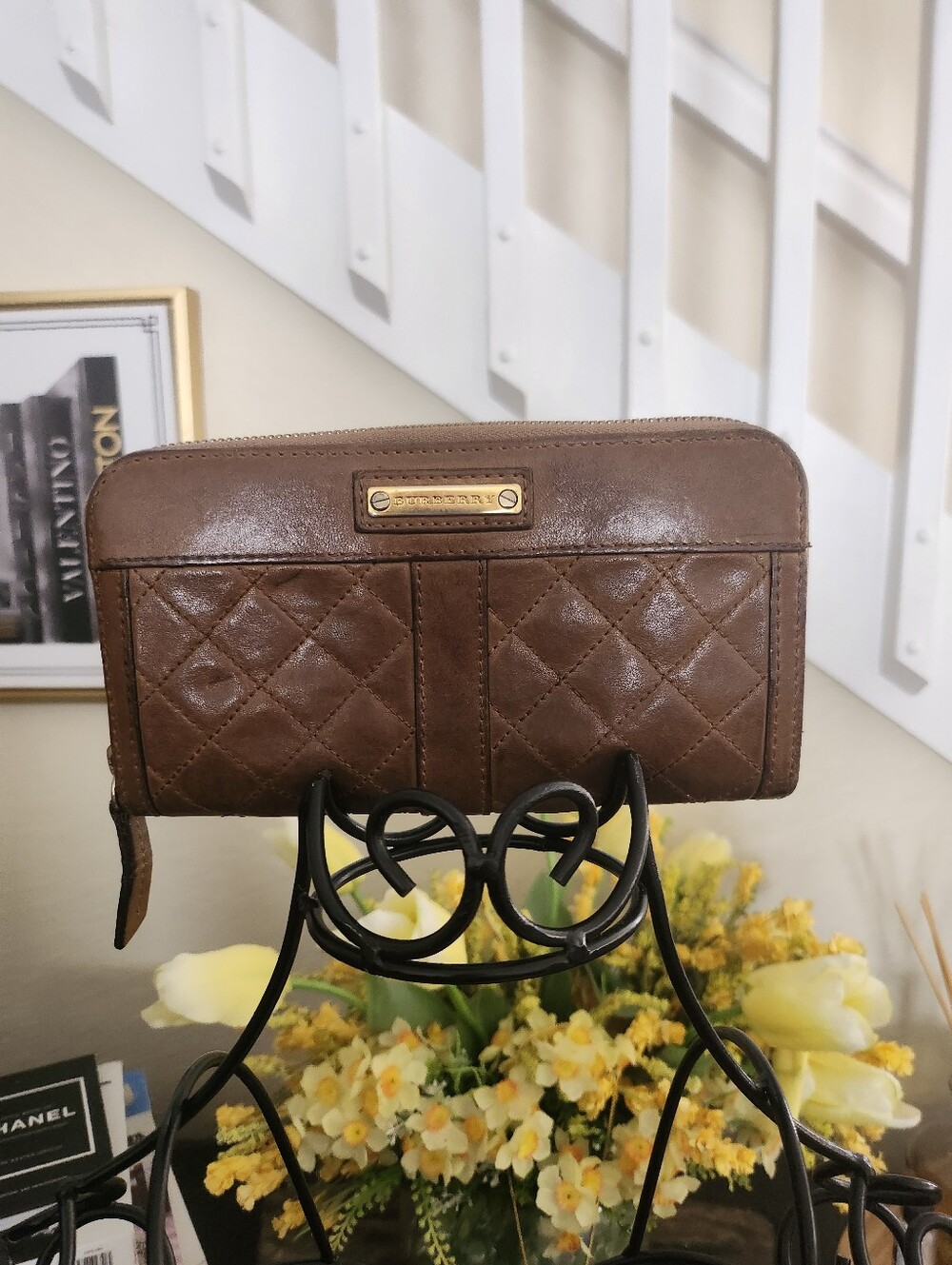 Burberry zip around leather wallet